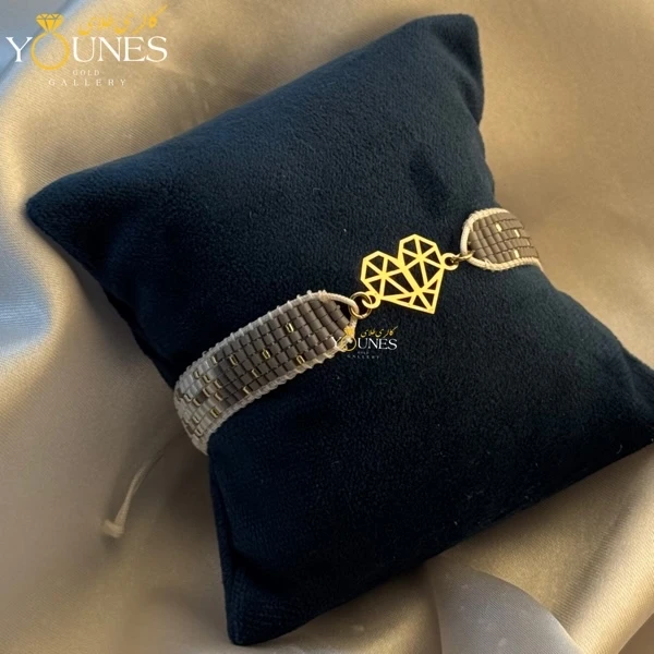 دستبند میوکی طوسی سفید قلب اوریگامی طلا